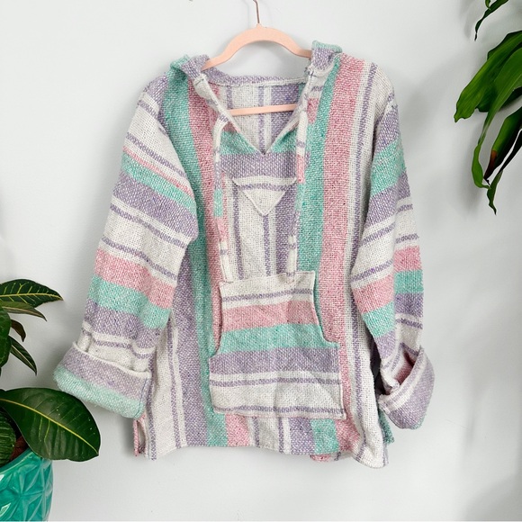 Other - Vintage Pastel Baja Pullover, Hippie Hoodie, Mexican, Southwestern